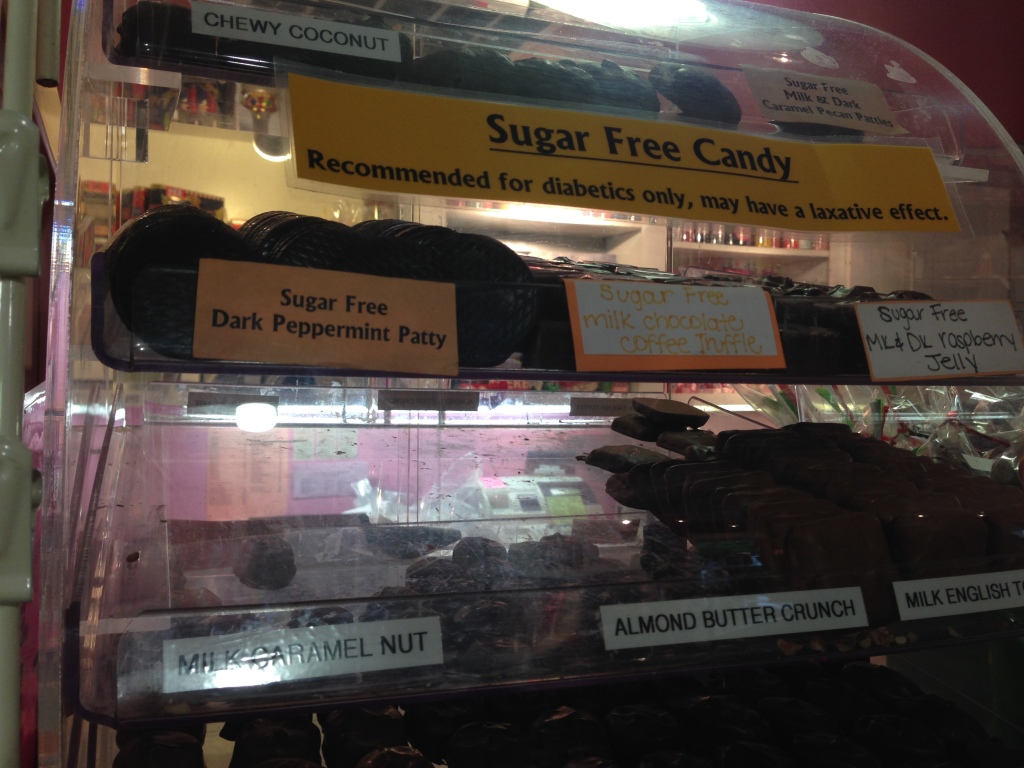 Sugar free candy sign